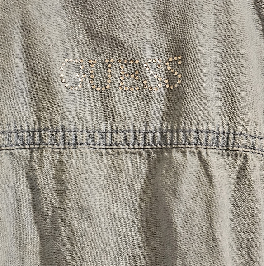 Guess Denim & Lace Girls Sleeveless Collared Embroidered Dress Medium 10/12 - Picture 5 of 5